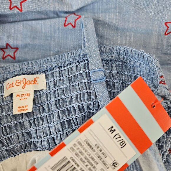 Cat & Jack Girls Blue Star Print Patriotic Sundress M (7/8) Sleeveless Party - Picture 9 of 10